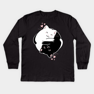 Kawaii Yin & Yang Cats Kids Long Sleeve T-Shirt